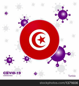 Pray For Tunisia. COVID-19 Coronavirus Typography Flag. Stay home, Stay Healthy. Take care of your own health