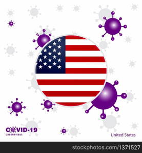 Pray For United States of America. COVID-19 Coronavirus Typography Flag. Stay home, Stay Healthy. Take care of your own health