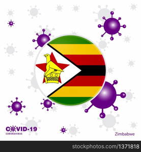 Pray For Zimbabwe. COVID-19 Coronavirus Typography Flag. Stay home, Stay Healthy. Take care of your own health
