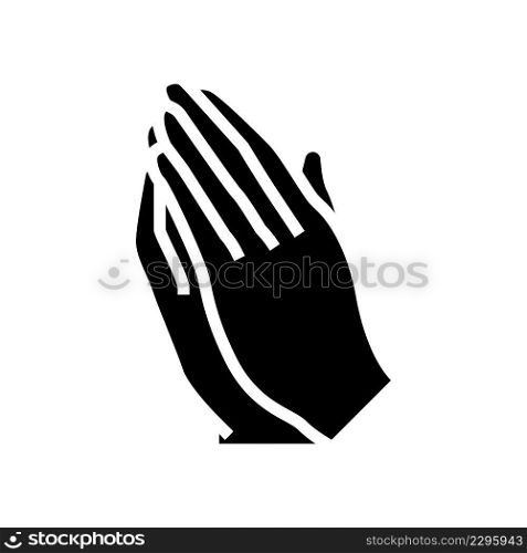 pray hand gesture glyph icon vector. pray hand gesture sign. isolated contour symbol black illustration. pray hand gesture glyph icon vector illustration