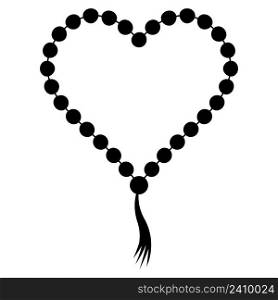 prayer beads folded in the shape of a heart, vector prayer beads symbol of love for God faith and peace