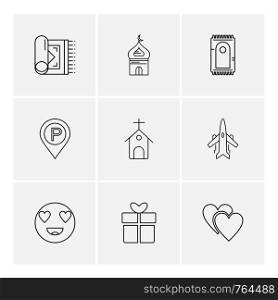 prayer mat , mosque , muslim , church , navigation , emoji , giftbox , heart , aeroplane , icon, vector, design, flat, collection, style, creative, icons