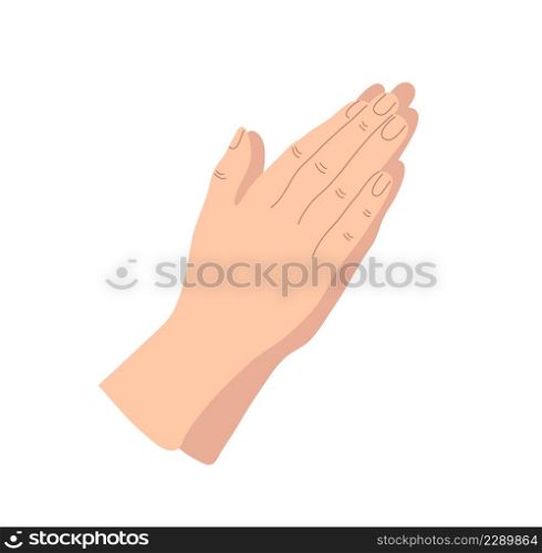 Praying hands drawn in simple line icon illustration with colored skin on flat style. The concept of prayer.. Praying hands drawn in simple line icon illustration with colored skin on flat style. The concept of prayer