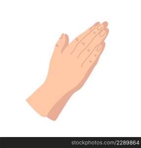 Praying hands drawn in simple line icon illustration with colored skin on flat style. The concept of prayer.. Praying hands drawn in simple line icon illustration with colored skin on flat style. The concept of prayer