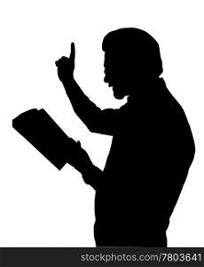Preacher Reading from Bible with Raised Finger