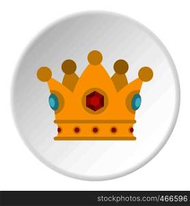 Precious crown icon in flat circle isolated on white background vector illustration for web. Precious crown icon circle