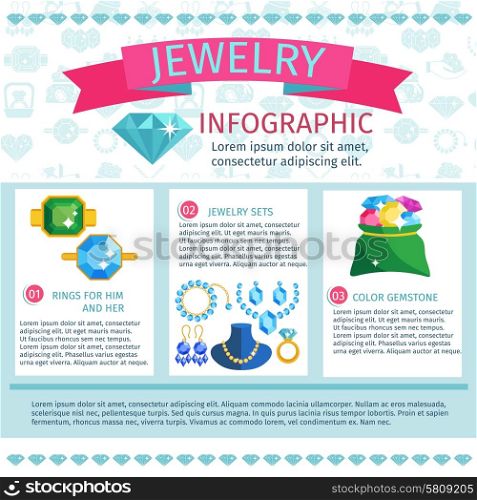 Precious jewels infographics with fashion jewelry gems and accessories set vector illustration. Precious Jewels Infographics