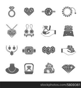 Precious jewels luxuty expensive accessories icon black set isolated vector illustration. Precious Jewels Icon Set