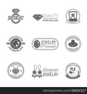 Precious jewels premium quality jewelry and gems label set isolated vector illustration. Precious Jewels Label