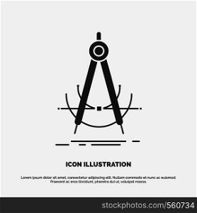 Precision, accure, geometry, compass, measurement Icon. glyph vector gray symbol for UI and UX, website or mobile application. Vector EPS10 Abstract Template background