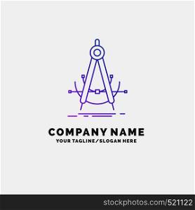 Precision, accure, geometry, compass, measurement Purple Business Logo Template. Place for Tagline. Vector EPS10 Abstract Template background