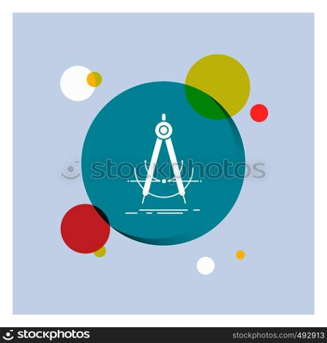Precision, accure, geometry, compass, measurement White Glyph Icon colorful Circle Background. Vector EPS10 Abstract Template background