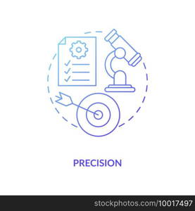 Precision concept icon. Statistical surveys idea thin line illustration. Measuring theoretical. Results of measurements. Accuracy measure. Vector isolated outline RGB color drawing. Precision concept icon