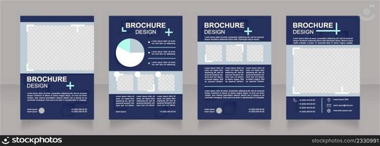 Predicting market performance and growth blank brochure design. Template set with copy space for text. Premade corporate reports collection. Editable 4 paper pages. Arial Bold, Regular fonts used. Predicting market performance and growth blank brochure design