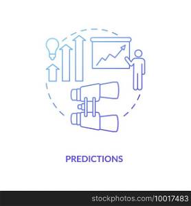 Predictions concept icon. Quantify probability idea thin line illustration. Event happening in future. Prediction studies. Process of forecasting. Vector isolated outline RGB color drawing. Predictions concept icon