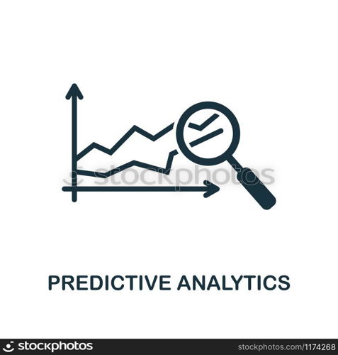 Predictive Analytics icon. Simple style design from industry 4.0 collection. UX and UI. Pixel perfect premium predictive analytics icon. For web design, apps and printing usage.. Predictive Analytics icon. Monochrome style design from industry 4.0 icon collection. UI and UX. Pixel perfect predictive analytics icon. For web design, apps, software, print usage.