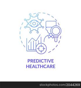 Predictive healthcare blue gradient concept icon. Prevention of future health problem by digital analyze abstract idea thin line illustration. Vector isolated outline color drawing. Predictive healthcare blue gradient concept icon