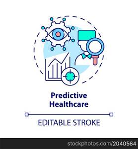Predictive healthcare concept icon. Prevention of future health problem by digital analyze abstract idea thin line illustration. Vector isolated outline color drawing. Editable stroke. Predictive healthcare concept icon