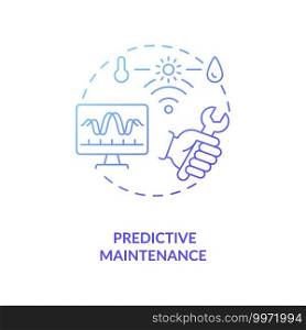 Predictive maintenance concept icon. Industry 4.0 trend idea thin line illustration. Monitoring equipment performance. In-service equipment condition. Vector isolated outline RGB color drawing. Predictive maintenance concept icon