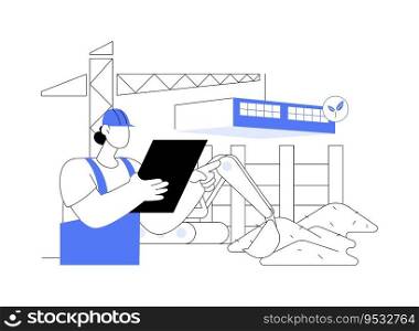 Prefab house abstract concept vector illustration. Process of making prefab house, ecology environment, sustainable building construction, eco-friendly architecture abstract metaphor.. Prefab house abstract concept vector illustration.