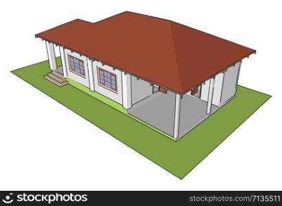 Prefabricated house, illustration, vector on white background.
