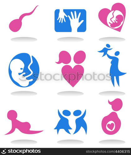 Pregnancy icons. Set of icons on a theme pregnancy. A vector illustration