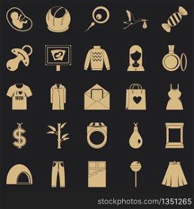 Pregnancy icons set. Simple set of 25 pregnancy vector icons for web for any design. Pregnancy icons set, simple style