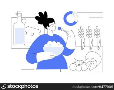 Pregnancy nutrition abstract concept vector illustration. Pregnant woman follows healthy diet, happy motherhood, reproductive medicine, vitamin based food, eating vegetable abstract metaphor.. Pregnancy nutrition abstract concept vector illustration.