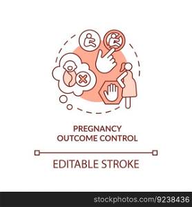 Pregnancy outcome control red concept icon. Family violence. Decision making. Abortion clinic. Reproductive health abstract idea thin line illustration. Isolated outline drawing. Editable stroke. Pregnancy outcome control red concept icon