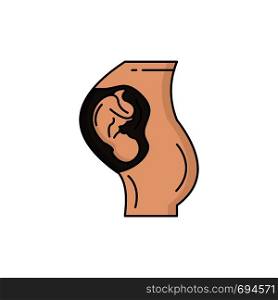 pregnancy, pregnant, baby, obstetrics, Mother Flat Color Icon Vector
