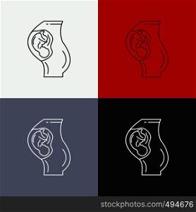 pregnancy, pregnant, baby, obstetrics, Mother Icon Over Various Background. Line style design, designed for web and app. Eps 10 vector illustration. Vector EPS10 Abstract Template background