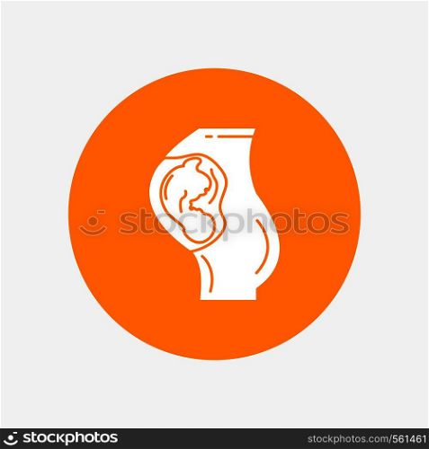 pregnancy, pregnant, baby, obstetrics, Mother White Glyph Icon in Circle. Vector Button illustration. Vector EPS10 Abstract Template background
