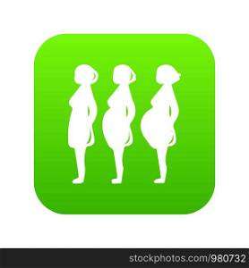 Pregnancy stage icon green vector isolated on white background. Pregnancy stage icon green vector