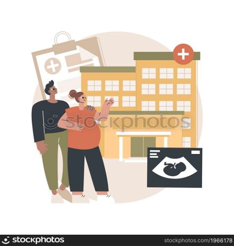 Pregnancy support center abstract concept vector illustration. Pregnancy medical support, family planning center, motherhood course, health service, young mother assistance abstract metaphor.. Pregnancy support center abstract concept vector illustration.