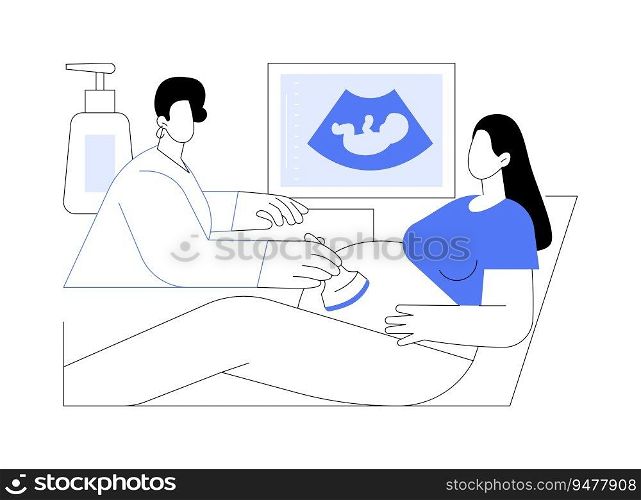 Pregnancy ultrasound abstract concept vector illustration. Gynecologist deals with baby heart rate check, reproductive medicine, pregnancy ultrasound, sonogram specialist abstract metaphor.. Pregnancy ultrasound abstract concept vector illustration.