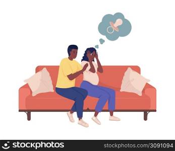 Pregnancy worry episode semi flat color vector characters. Sitting figures. Full body people on white. Reassuring partner simple cartoon style illustration for web graphic design and animation. Pregnancy worry episode semi flat color vector characters