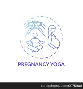 Pregnancy yoga concept icon. Online workout program idea thin line illustration. Reducing stress, anxiety. Supporting changing body. Flexibility increasing. Vector isolated outline RGB color drawing. Pregnancy yoga concept icon