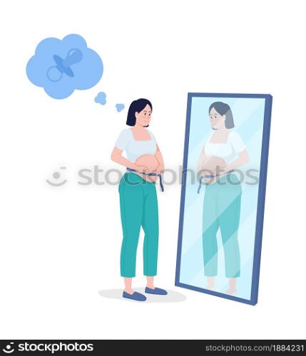 Pregnant future mom semi flat color vector character. Standing figure. Full body person on white. Family member isolated modern cartoon style illustration for graphic design and animation. Pregnant future mom semi flat color vector character