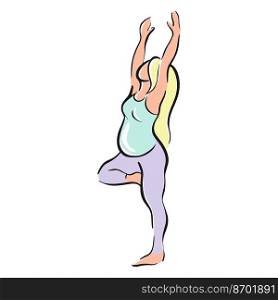  Pregnant girl doing yoga for pregnant women. Fitness, sports for pregnant women . Vector illustration.  Pregnant girl doing yoga for pregnant women
