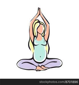  Pregnant girl doing yoga for pregnant women. Fitness, sports for pregnant women . Vector illustration.  Pregnant girl doing yoga for pregnant women