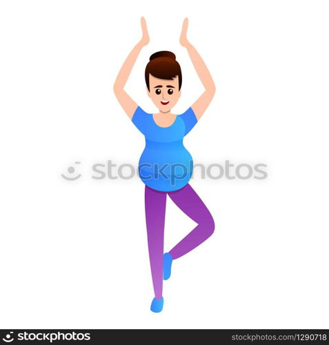 Pregnant girl doing yoga icon. Cartoon of pregnant girl doing yoga vector icon for web design isolated on white background. Pregnant girl doing yoga icon, cartoon style