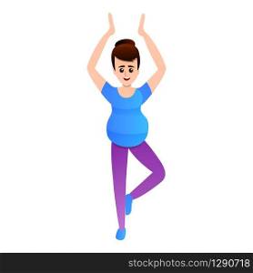 Pregnant girl doing yoga icon. Cartoon of pregnant girl doing yoga vector icon for web design isolated on white background. Pregnant girl doing yoga icon, cartoon style
