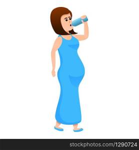 Pregnant girl drinking water icon. Cartoon of pregnant girl drinking water vector icon for web design isolated on white background. Pregnant girl drinking water icon, cartoon style