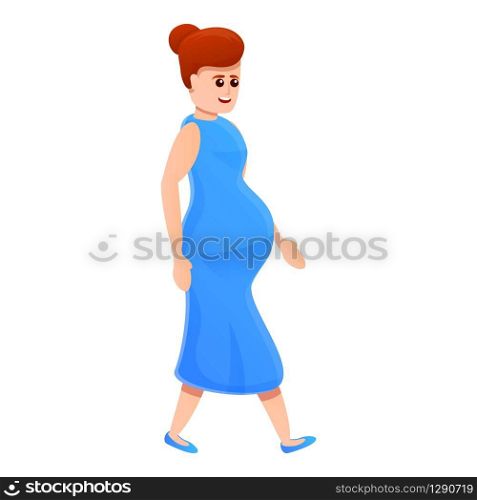 Pregnant girl walking icon. Cartoon of pregnant girl walking vector icon for web design isolated on white background. Pregnant girl walking icon, cartoon style