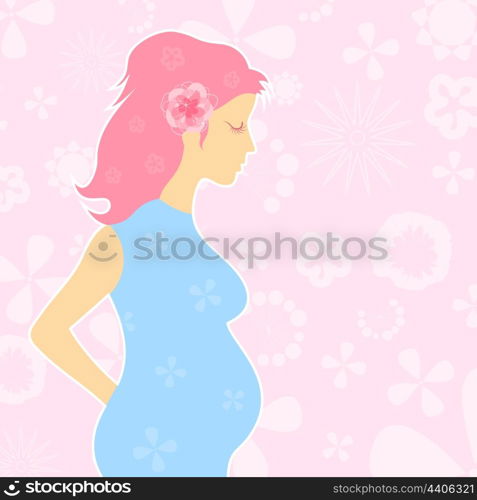 Pregnant girl3. The pregnant woman in a blue dress. A vector illustration