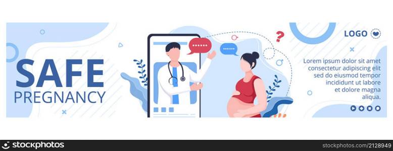 Pregnant Lady or Mother Banner Health care Template Flat Design Illustration Editable of Square Background for Social media or Greetings Card