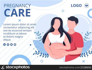 Pregnant Lady or Mother Brochure Health care Template Flat Design Illustration Editable of Square Background for Social media or Greetings Card