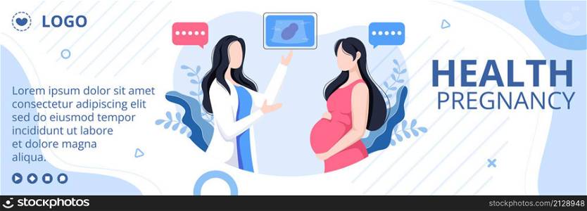 Pregnant Lady or Mother Cover Health care Template Flat Design Illustration Editable of Square Background for Social media or Greetings Card