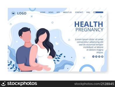 Pregnant Lady or Mother Landing Page Health care Template Flat Design Illustration Editable of Square Background for Social media or Greetings Card