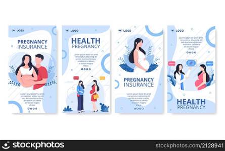 Pregnant Lady or Mother Stories Health care Template Flat Design Illustration Editable of Square Background for Social media or Greetings Card